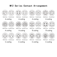 M12 12-poliges Stecker-zu-Buchse-Verlängerungskabel A-kodiert IP67 Wasserdichter Industrieller Rundsteckverbinder Kabelkonfektion für Sensor-Automatisierung