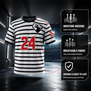 Maglia da Calcio Personalizzata Sublimata, Asciugatura Rapida, Traspirante, a Righe, in Poliestere, per Allenamento, con Logo e Nome, Vendita all'Ingrosso - Product Image 5