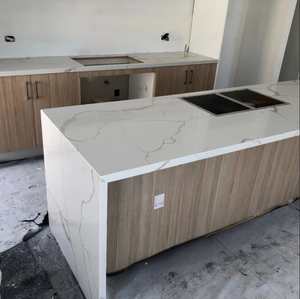 Design moderno piano di lavoro cucina in pietra naturale con piano di lavoro e controsoffitti durevoli da cucina in marmo bianco - Product Image 2