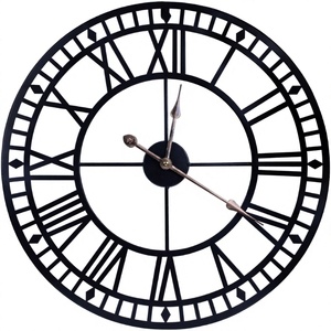 Horloge murale minimaliste moderne en fer ajouré, 25 cm (10 pouces), mouvement à quartz silencieux, aiguilles chiffres romains et arabes, pour la maison - Product Image 2