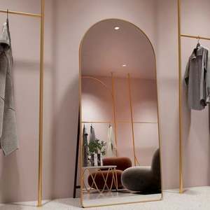 Espejo de cuerpo entero de color dorado con arco de forma personalizada, decoración mural estándar, ducha de cristal, espejo de pared de baño personalizado - Product Image 3