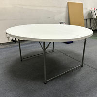 Table ronde pliante en plastique blanc de 150 cm (60 pouces) pour événements, banquets, mariages et fêtes en extérieur – Vente en gros