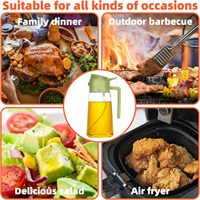 Distributeur d'huile de cuisson de cuisine 17oz 2-en-1 et flacon pulvérisateur verseur de 500ml pour la cuisson et le barbecue pour l'huile d'olive et autres ingrédients