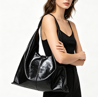 Fabricant de sacs à main, sacs à main en cuir véritable brillant personnalisés, grande capacité, sacs à bandoulière pour les trajets quotidiens, sacs fourre-tout en cuir haut de gamme pour femmes