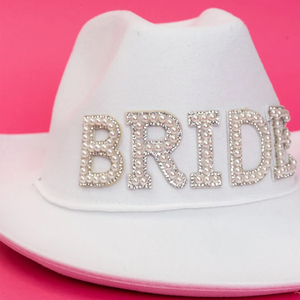 Personnalisé Western femmes perle perlée Fedoras casquettes mariée Cowboy <span class=keywords><strong>chapeau</strong></span> poule <span class=keywords><strong>Mme</strong></span> Cowgirl <span class=keywords><strong>chapeau</strong></span> pour fête de mariage enterrement de vie de jeune fille - Product Image 5