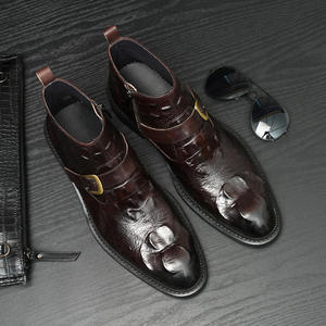 Nouvelles Bottes Oxford Montantes pour Hommes à Bout Carré, en Cuir Véritable, Antidérapantes, Style Affaires et Mode Senior - Product Image 4