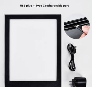 ป้ายเมนู LED แบบชาร์จไฟได้ พร้อมขาตั้ง แบบสองหน้า ขนาด A4 สำหรับร้านอาหาร ร้านกาแฟ ร้านขนม - Product Image 5