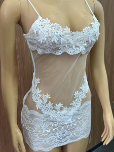 Women's Sexy Lace <strong>Mesh</strong> Mini <strong>Dress</strong> With Spaghetti Strap Backless Design for Summer Holiday <strong>Beach</strong> Party or Clubwear - Product Image 3
