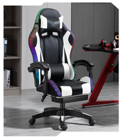 Chaise de bureau gamer la moins chère avec repose-pieds en option, bande lumineuse RGB massante et fonction Bluetooth