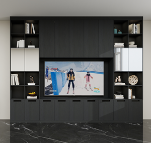 Meuble <span class=keywords><strong>TV</strong></span> <span class=keywords><strong>mural</strong></span> intégré spacieux pour grand salon avec rétroéclairage LED et compartiments de rangement - Product Image 2