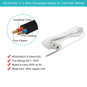 SAA Certified Australia 2 Prong <b>Power</b> Cord, Open End Pigtail Lead, 0.75mm2 PVC Flexible <b>Cable</b>, For Replacement - Product Image 3