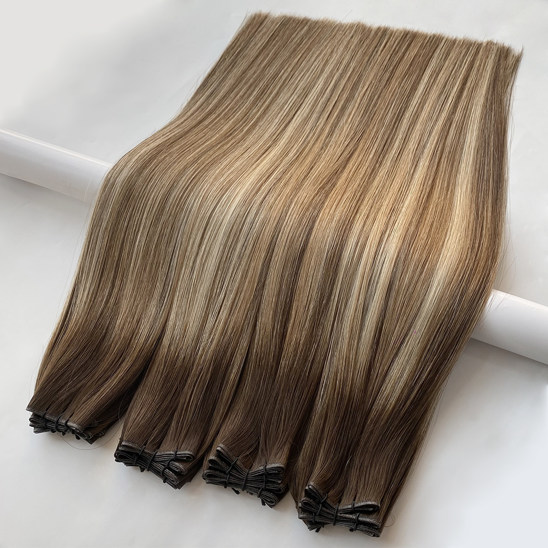 Роскошные шелковистые волосы Remy, невидимые двойные вытянуты для гениального плетения для профессионального использования в салоне, более полные и красивые волосы