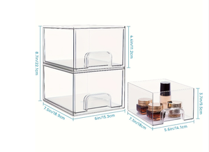 透明小型アクリル長方形服オーガナイザースタッカブル引き出しホーム整理バスルーム防水ポータブル (<span class=keywords><strong>2</strong></span>ピース) - Product Image 3