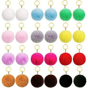 Pom Pom Fluffy Keyring Soft Plush Charm Ring Keyfob 8cm Faux Fur Balls Bag Pendant for House Key Women Mother's Day Gifts - Product Image 1