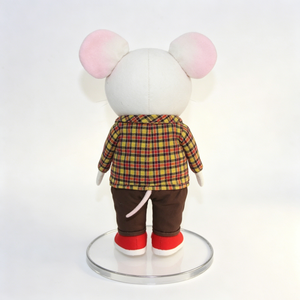 Peluche de ratón blanco personalizado con camisa a cuadros, peluche de ratón con ropa y zapatos, adorable ratón de peluche vestido. - Product Image 3