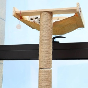 Griffoir à chat moderne en bois et peluche, avec perchoir, <span class=keywords><strong>hamac</strong></span> et lit de repos pour chat, à installer sur fenêtre, emballage en carton - Product Image 2