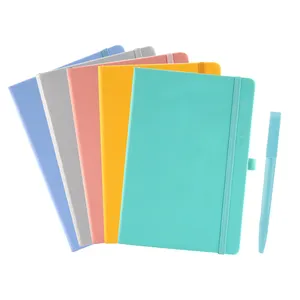 office home school supplies custom dotted lined journal notebooks 120pages hardcover PU leather notebook with elastic band pen