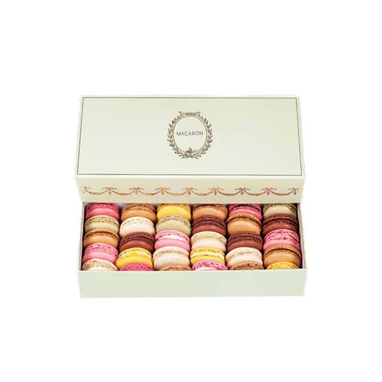 Macaron Cake Papier Pakket Candy Mooncake Box Custom Verpakking Biologisch Afbreekbare Macaron Food Zoete Cupcake Dozen