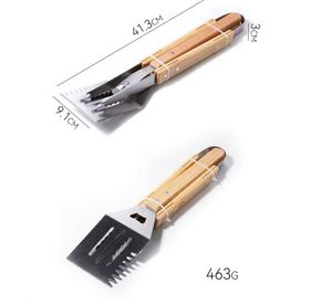 ชุดอุปกรณ์ปิ้งย่างสไตล์เกาหลี Rewood 3 ชิ้น ด้ามจับยาวพิเศษ ไม้และสแตนเลส ที่คีบ ตะเกียบเสียบ ทนความร้อน - Product Image 2