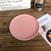 Assiette à dessert ronde en céramique, assiette en grès rose, vente en gros, assiette à dîner pour usage quotidien
