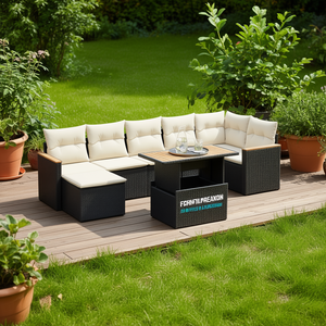 Ensemble de canapés de jardin Fchnl Mreakon en rotin PE noir avec coussins en mousse haute densité, imperméable, design contemporain - Product Image 2