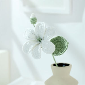 क्रोकेट टुंग तेल फूल एकल क्रोकेट फूल बुना सजावटी कृत्रिम बुना हुआ फूल वैलेंटिन की माताओं के दिन उपहार - Product Image 2