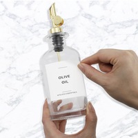 Distributeur d'huile et de vinaigre de 500 ml avec bec verseur en métal, verseur lesté, distributeur en verre pour la cuisine, cruche à huile d'olive