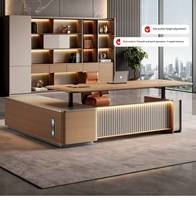 Bureau de direction en bois CEO Ascend and Descend, mobilier de bureau, bureau de direction au design moderne, plateau en bois de noyer