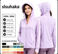 Veste de protection solaire UPF50+ personnalisée pour femme, respirante, à capuche, fermeture éclair intégrale, légère, séchage rapide, protection UV, pour activités de plein air