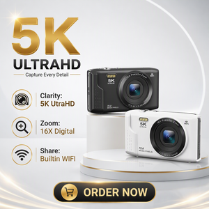 Tendance du moment : Appareil photo numérique 5K 72MP avec zoom numérique 16x, écran LCD 2,8 pouces, carte TF 256 Go pour Windows et Mac, lumière d'appoint LED, mode beauté - Product Image 1