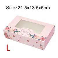 Nouvelle forme de rectangle couleur rose boîte de tartes aux oeufs portugais étui à dessert avec fenêtre de panda mignon