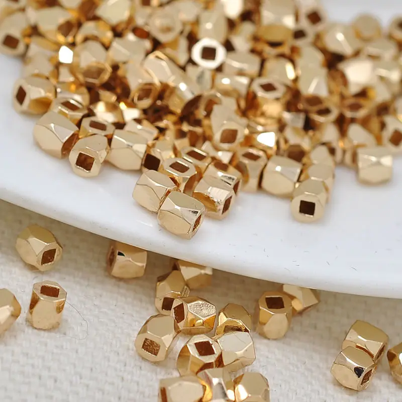 Diy Jewelry Accessories 24k Gold-coated Irregular Cut Square Hole Copper Natural Beads Jewelry Silver Gold Plated