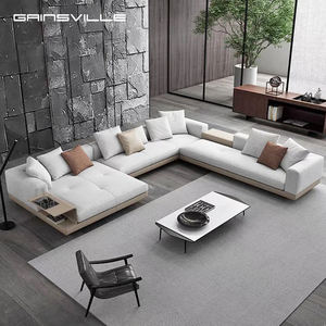 الأكثر مبيعًا أريكة فيلا إيطالية حديثة من الكتان مريحة فاخرة قابلة للاسترخاء على شكل حرف L مجموعة مخملية - Product Image 1