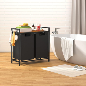 <span class=keywords><strong>Panier</strong></span> à <span class=keywords><strong>linge</strong></span> domestique en gros avec support en fer 3 sacs de <span class=keywords><strong>tri</strong></span> détachables en polyester prix d'usine - Product Image 4