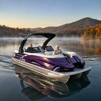 Bateau ponton en aluminium de 22 pieds pour 12 personnes, idéal pour la pêche sportive en famille, avec table de salon, arche électrique, homologué CE, remorque et moteur en option 200 CV
