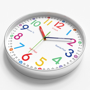 <span class=keywords><strong>Horloge</strong></span> <span class=keywords><strong>murale</strong></span> silencieuse à quartz de 25 cm pour la gestion du temps des enfants, motif dessin animé, pour la petite enfance, 10 pouces, pour salon - Product Image 3