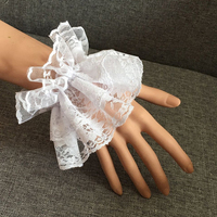 Manchettes en dentelle noire Lolita, manches à volants florales, élégantes, en dentelle élastique, style vintage, pour femmes, pour les goûters