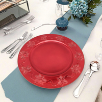 Tapis de charge en plastique de 13 pouces Design de bordure de plante en relief Plateau de dîner élégant pour les décorations de table de fêtes d'anniversaire de mariage
