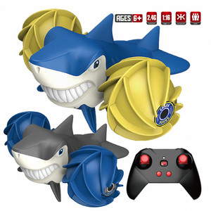 Voiture RC amphibie requin 2,4 GHz 1:16, véhicule acrobatique étanche terre et eau, retournement à 360°, rechargeable, jouet tout-terrain pour enfants, cadeau - Product Image 4