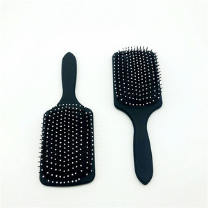 High quality plastic matte black custom paddle private label hair brush