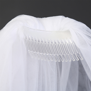 Veli da sposa in morbido tulle con bordo tagliato bianco avorio, veli da sposa a due strati con pettine - Product Image 6