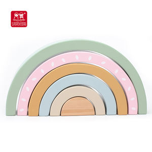 PHOOHI bébé en bois arc-en-ciel empilable bloc jouet éducation des enfants arc-en-ciel bloc jouet ensemble - Product Image 2