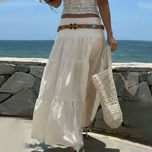 Elegante Falda Maxi Tejida para Mujer - Falda de Playa Fluida con Cintura Natural y Dobladillo Dividido, con Tela Ecológica - Product Image 4