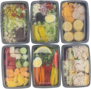 Contenants alimentaires rectangulaires noirs jetables en plastique de 24 oz, 28 oz, 32 oz, compatibles micro-ondes, pour préparation de repas - Product Image 3