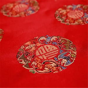В наличии дышащий материал, китайский узор, удачи, популярная дешевая ткань из жаккардовой парчи, полиэфирная ткань для постельных принадлежностей - Product Image 3