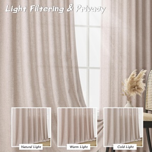 Cortina de <span class=keywords><strong>ventana</strong></span> semitransparente bohemia de granja moderna neutra, cortinas largas para puerta <span class=keywords><strong>corredera</strong></span> para sala de estar con función de filtrado de luz - Product Image 5