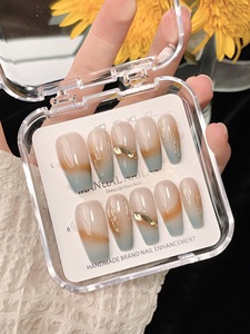 <span class=keywords><strong>Uñas</strong></span> Postizas Francesas <span class=keywords><strong>de</strong></span> Lujo, Calidad Salón, Hechas a Mano, Reutilizables, Acrílicas, Forma Ataúd, 10 Piezas, para Venta al Por Mayor - Product Image 4