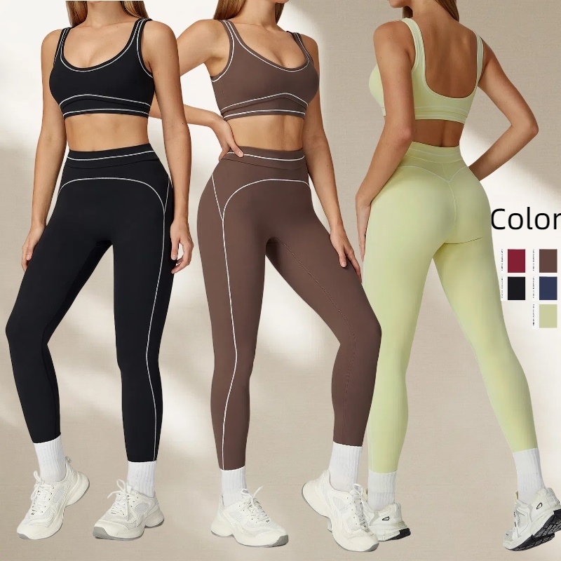 Fitness & Yoga Wear Summer Breathable Women Clothes Sports Bra and Long Hip Lift Leggings Sportswear 2 Piece Yoga Sets for Women
