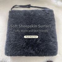 Coussins de siège en peau de mouton, rembourrés de mousse de 3 cm, avec sangles de fixation et fermeture éclair, avec dos en tissu, pour chaise de bureau à domicile