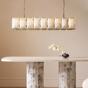 Lustre rectangulaire en pierre naturelle adapté aux îlots de cuisine, aux bars, aux cabines industrielles, au lustre en calcite Harlow Calcite - Product Image 2